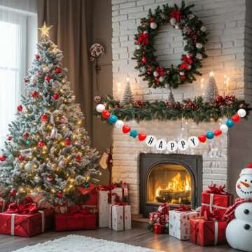 Giant Friendship Bracelet Garland with 50 Plastic Balls,24 PCS Foam Circles for Crafts Kit, Create Vibrant Birthday/Christmas Party Hangings with Star Shaped & Round Balls (Green Red)