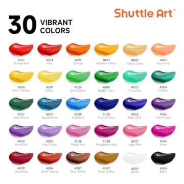 Shuttle Art Acrylic Paint Set, 30 x12ml Tubes Artist Quality Non Toxic Rich Pigments Colors Great fo...