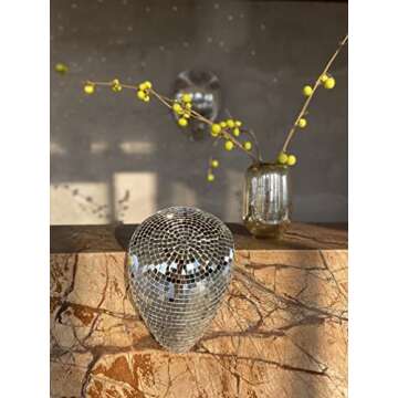 Floppy Melted Disco Ball Handcrafted Glass Mosaic Sculpture 13,8", Trendy Home Decor, Limited Editio...