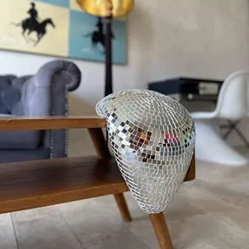 Unique Floppy Melted Disco Ball Glass Sculpture 13.8"