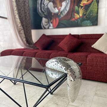 Unique Floppy Melted Disco Ball Glass Sculpture 13.8"