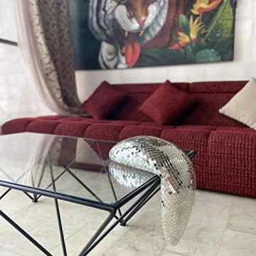 Unique Floppy Melted Disco Ball Glass Sculpture 13.8"