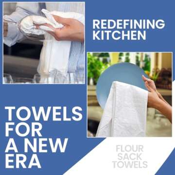 Flour Sack Towels | Tea Towel for Crafts| Kitchen Towel | Dish Towel| Cotton Blank Towel for Embroidery| Baking Bread Proofing Linen Cover| Thick Absorbent Quick Dry| 3 Pack 18"x 28" White