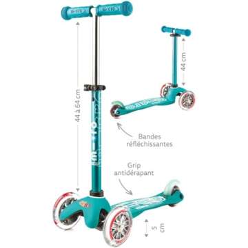 Micro Kickboard Mini Deluxe Glitter LED Scooter | Adjustable Handlebar & Light-Up Wheels