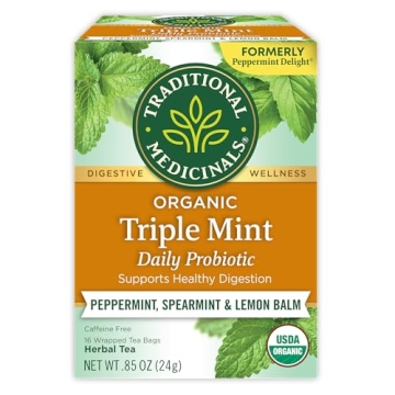 Traditional Medicinals Organic Triple Mint Tea, 16 Bags for Relaxation and Digestion