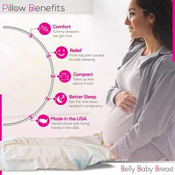 Belly Baby Breast Pillow - Belly Pillow, Pregnancy Pillow for Stomach Sleepers, Belly Sleeper, Mater...