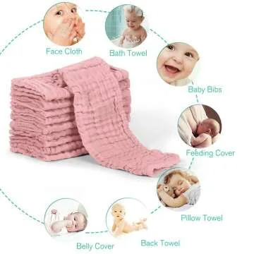 Muslin Burp Cloths 10 Pack for Babies | Super Soft Cotton