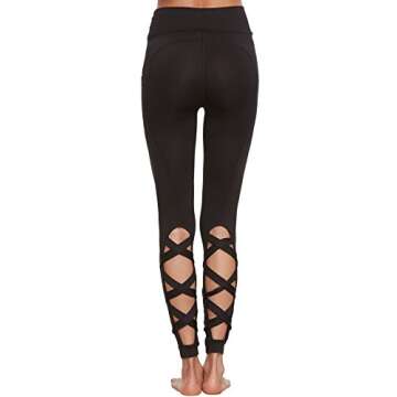 SweatyRocks Women's Cut Out Leggings Skinny Yoga Pants Runing Jogger Active Tight Pants Black L