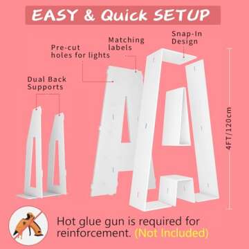 4FT Marquee Light Up Letters A, Big Marquee Letter for Birthday Graduation Baby Shower Birthday Engagement Wedding Marry Me Party Decor (4FT, A)