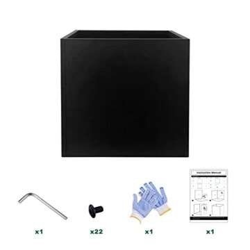 Galvanized Steel Planter Box Black Metal Planter Large Square Indoor Outdoor Planters Cube Steel Hea...