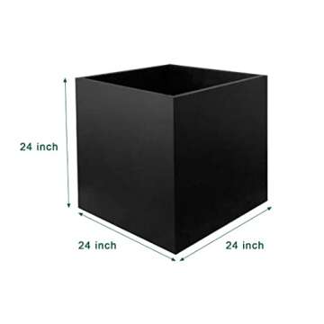 Galvanized Steel Planter Box Black Metal Planter Large Square Indoor Outdoor Planters Cube Steel Heavy Duty Flower Pot 24Inch Powder Coating Modern Commercial Residential for Patio, Deck, Yard, Garden