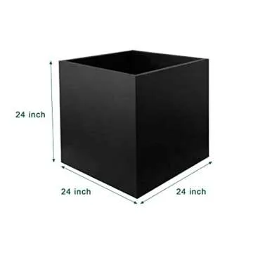 Galvanized Steel Planter Box Black Metal Planter Large Square Indoor Outdoor Planters Cube Steel Heavy Duty Flower Pot 24Inch Powder Coating Modern Commercial Residential for Patio, Deck, Yard, Garden