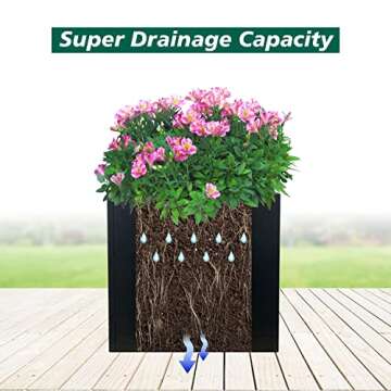 Galvanized Steel Planter Box Black Metal Planter Large Square Indoor Outdoor Planters Cube Steel Heavy Duty Flower Pot 24Inch Powder Coating Modern Commercial Residential for Patio, Deck, Yard, Garden
