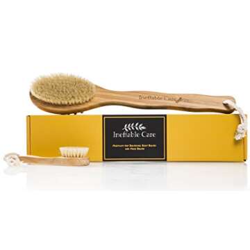 Dry Brushing Body Brush for Dry Skin Brushing & Exfoliating with 100% Natural Boar Bristles & Long Handle kit - Back Brush Scrubber, Bath & Shower Brush, Face Brush, Cellulite Massager Brush Gift Set