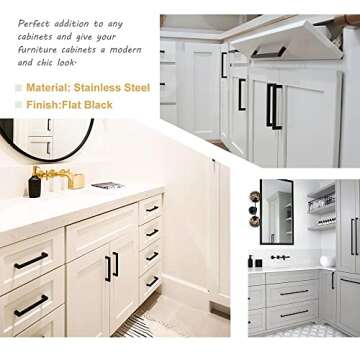 Goldenwarm Black Square Bar Cabinet Pulls - 10 Pack