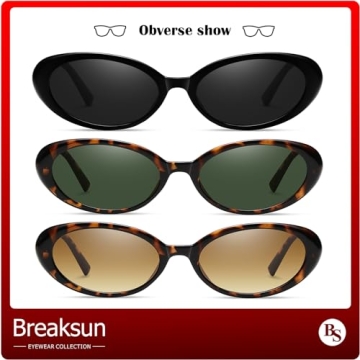 Breaksun Retro Oval Sunglasses for Men Women Vintage Shades