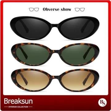 Breaksun Retro Oval Sunglasses for Men Women Vintage Shades
