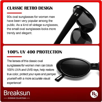 Breaksun Retro Oval Sunglasses for Men Women Vintage Shades