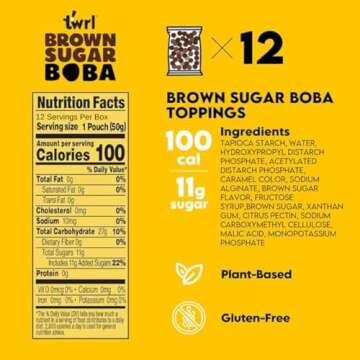 Brown Sugar Boba 12 Pack Box - Instant - Ready in less than 1 Minute - Plant-Based