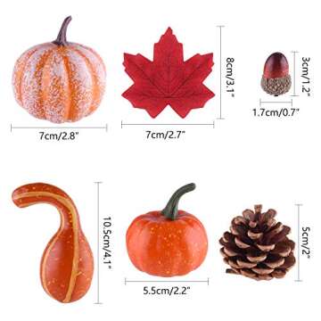 FFEPITO 96 Pcs Fall Thanksgiving Decorations, Mini Artificial Pumpkins, Pine Cones, Fall Leaves, Acorns for Fall Party Decorations, Autumn Decorating Kit Halloween Thanksgiving Party Supplies