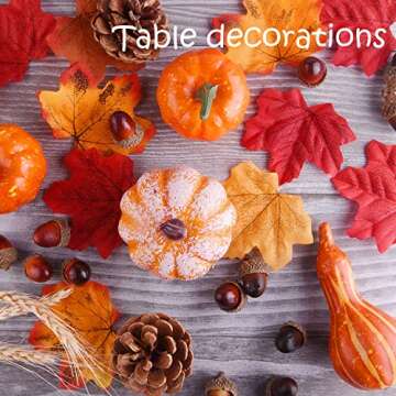 FFEPITO 96 Pcs Fall Thanksgiving Decorations, Mini Artificial Pumpkins, Pine Cones, Fall Leaves, Acorns for Fall Party Decorations, Autumn Decorating Kit Halloween Thanksgiving Party Supplies