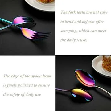 Colorful 20-Piece Stainless Steel Flatware Set - Iridescent Design