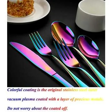Colorful 20-Piece Stainless Steel Flatware Set - Iridescent Design