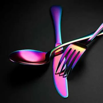Colorful 20-Piece Stainless Steel Flatware Set - Iridescent Design