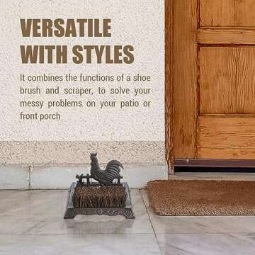 FARM IN Farmhouse Shoe Brush Scraper Outdoor Rustic Heavy Duty Cast Iron Boot Scraper with Brush for...