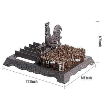 FARM IN Farmhouse Shoe Brush Scraper Outdoor Rustic Heavy Duty Cast Iron Boot Scraper with Brush for Home Porch Garden with Barn Rooster Design