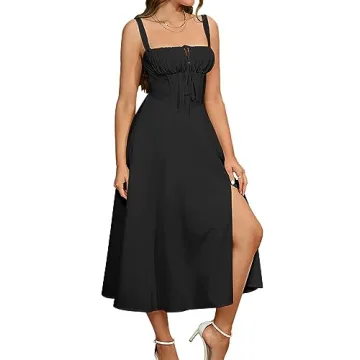 Stylish Wedding Guest Midi Dress with Corset Lace Up Design for All Celebrations