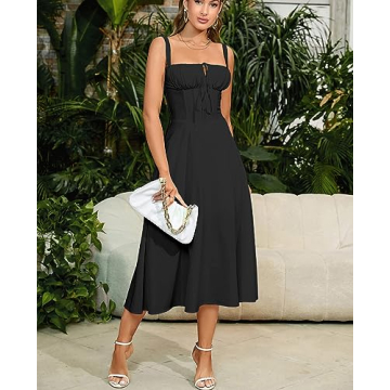 Elegant Midi Corset Lace Up A Line Dress for Weddings