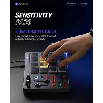 Donner MIDI Pad Beat Maker with 16 Beat Pads, 2 Assignable Fader & Knobs and Music Production Software Included, USB MIDI Pad Controller STARRYPAD with 40 Free Courses