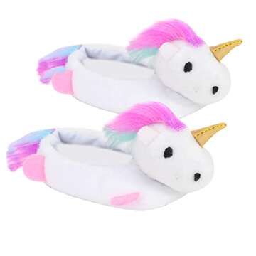 Sophia's Unicorn Slippers with Rainbow Hair and Gold Horn for 18 Inch Dolls, White