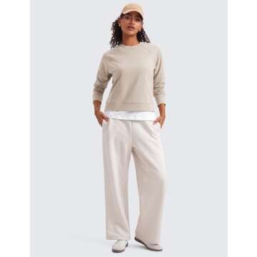 CRZ YOGA Lightweight Pullover Sweatshirt for Women Long Sleeve Soft Casual Crewneck Tops Basic Workout Fall Sweat Shirts Mojave Tan Small