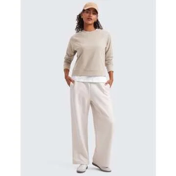 CRZ YOGA Lightweight Pullover Sweatshirt for Women Long Sleeve Soft Casual Crewneck Tops Basic Workout Fall Sweat Shirts Mojave Tan Small