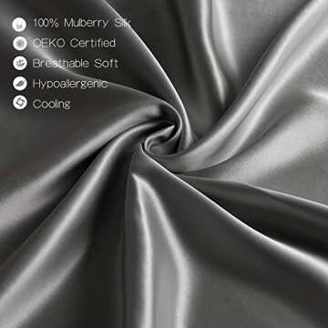 YANIBEST Pillow Cases 2 Pack 100% Mulberry Silk Pillowcase for Hair and Skin with Hidden Zipper (Queen Pillowcase Set of 2, Navy Blue)