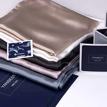 YANIBEST Pillow Cases 2 Pack 100% Mulberry Silk Pillowcase for Hair and Skin with Hidden Zipper (Queen Pillowcase Set of 2, Navy Blue)