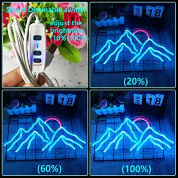 Dimmable Mountain Neon LED Light Sign, 16.9’’*8’’ Sunrise & Sunset for Bedroom, Living Room, Hotel, Wall Decor Christmas Gift (Ice Blue,Red)