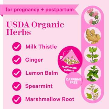 Pink Stork Heartburn Tea: Lemon Mint, 100% Organic, Heartburn Pregnancy Relief + Reduce Indigestion + Acid Reflux, Women-Owned, 30 Cups, Packaging May Vary