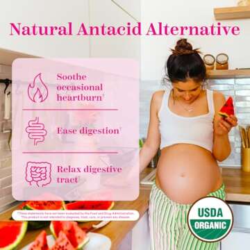 Pink Stork Heartburn Tea: Lemon Mint, 100% Organic, Heartburn Pregnancy Relief + Reduce Indigestion + Acid Reflux, Women-Owned, 30 Cups, Packaging May Vary