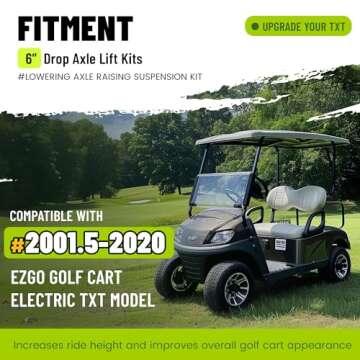 ECOTRIC Drop Axle Lift Kit Compatible with EZGO Gas Golf Cart 1993-2001.5 Medalist/TXT Model (6" Dro...