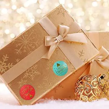 1.5 Inch Merry Xmas Stickers - 500 Waterproof Labels