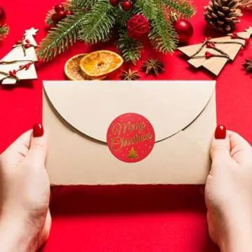 1.5 Inch Merry Xmas Stickers - 500 Waterproof Labels