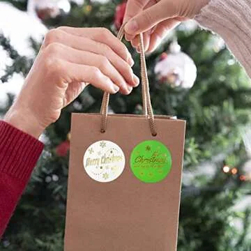1.5 Inch Merry Xmas Stickers - 500 Waterproof Labels