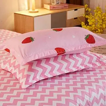 Kawaii Strawberry Bedding Set for Girls and Kids