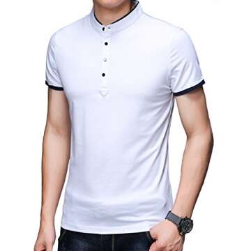 KUYIGO Men's Short Sleeve Polo Shirts Casual Slim Fit Cotton T- Shirts