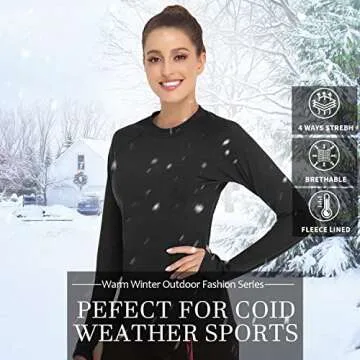 Soneven Women's Thermal Fleece Lined Running Shirt