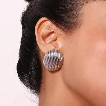 HINSD Gold Striped Earrings - Unique Teardrop and Triangle Design