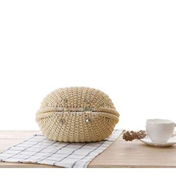 jessie Summer Beach Bag Hand-Woven Straw Tote Bag for Women Tote Handbag (White)